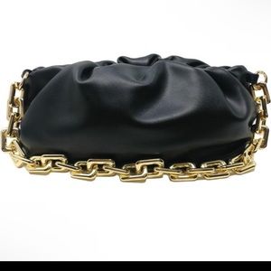 Women's Chain Pouch Bag | Cloud-Shaped Dumpling Clutch Purse | Ruched Chain Link
